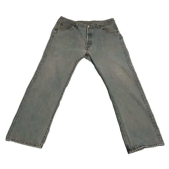 Levi's 501 Button Fly Jeans  Light Blue Straight Denim Mens 38x29 - Picture 1 of 12